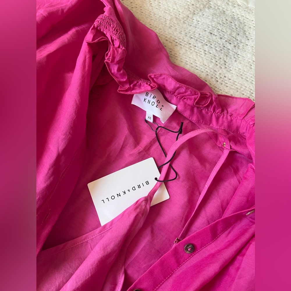 BIRD & KNOLL The Willa Tiered Maxi Shirtdress USA XS fit Small to Medium - Picture 8 of 9